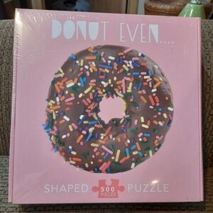 New jigsaw puzzle donut w/ sprinkles Pink Sky